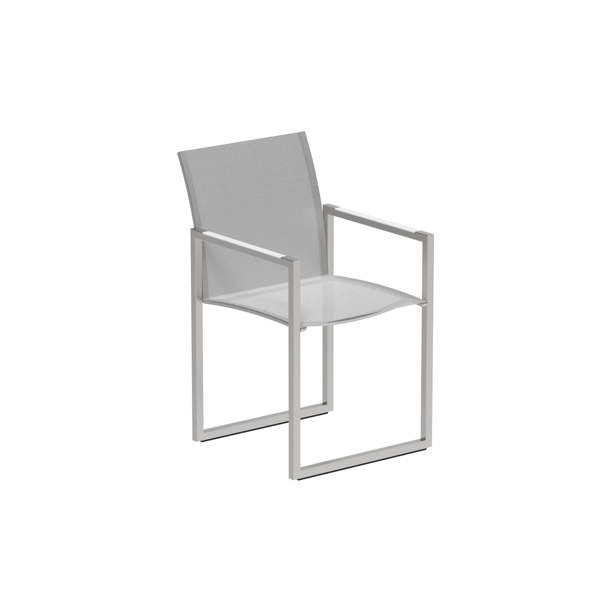 Ninix Armchair Stainless Steel And Batyline White + Pl. Armrests