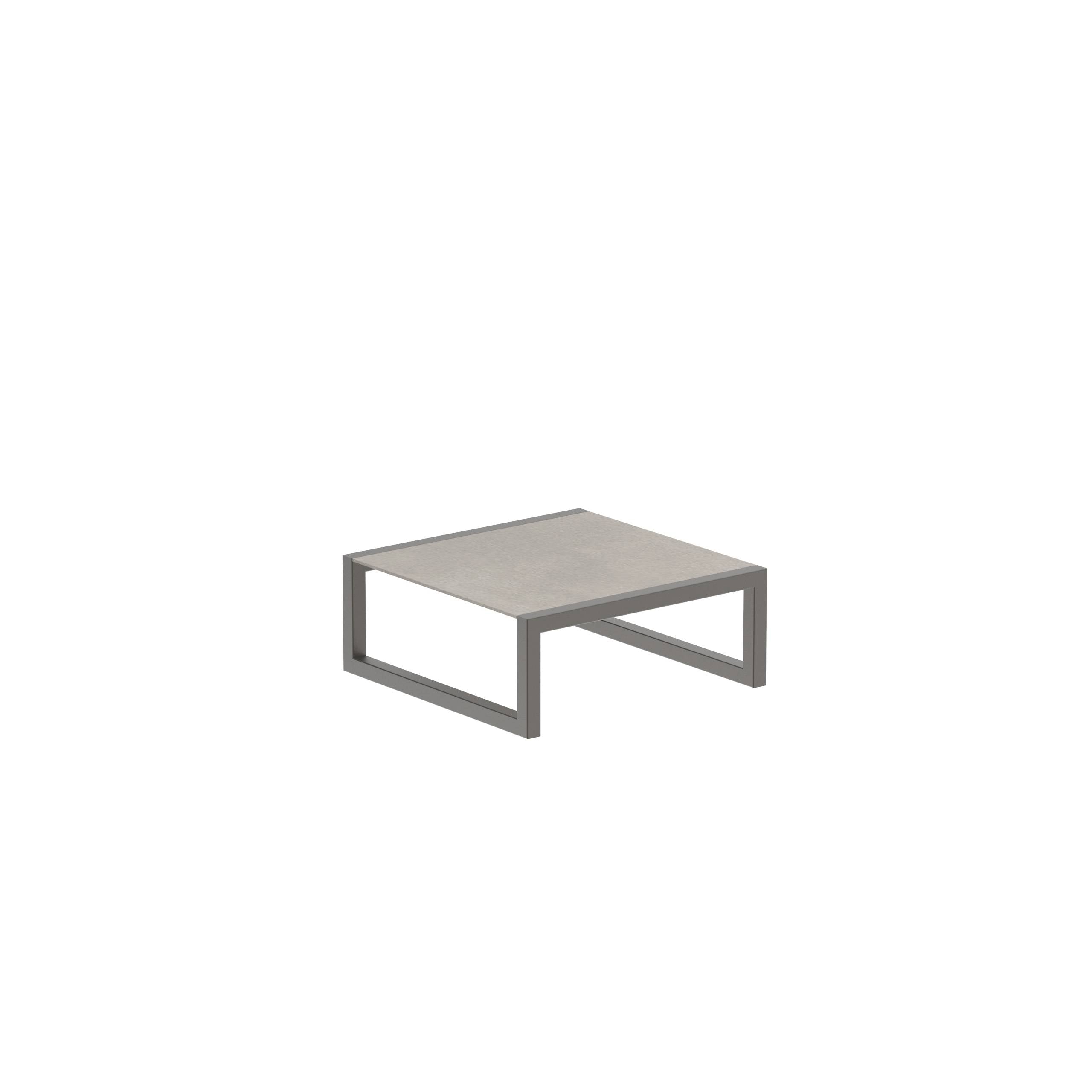 Ninix Low Table 90x90cm Frame Bronze And Ceramic Cemento Luminoso