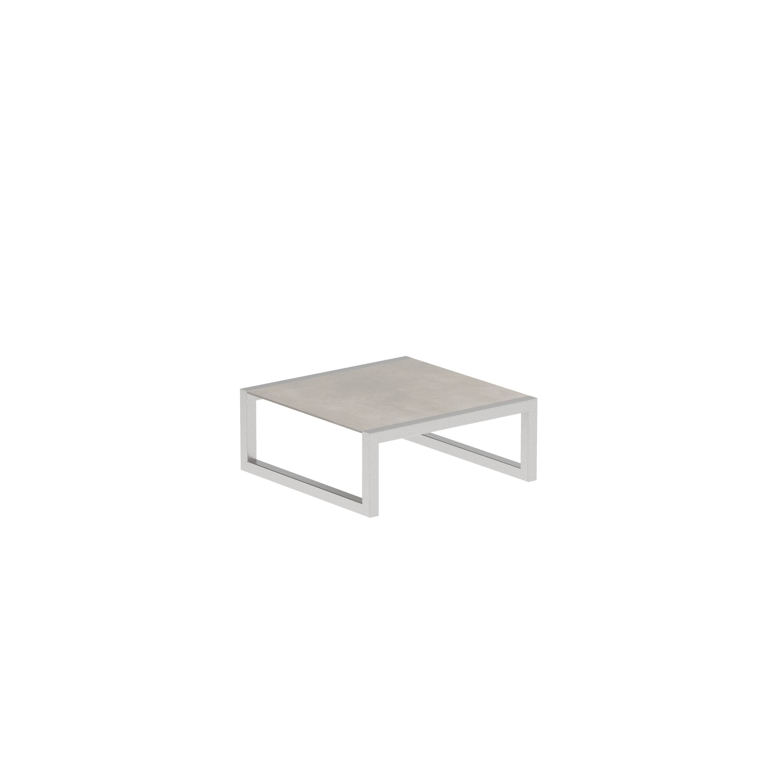 Ninix Low Table 90x90cm With Stainless Steel And Ceramic Cemento Luminoso