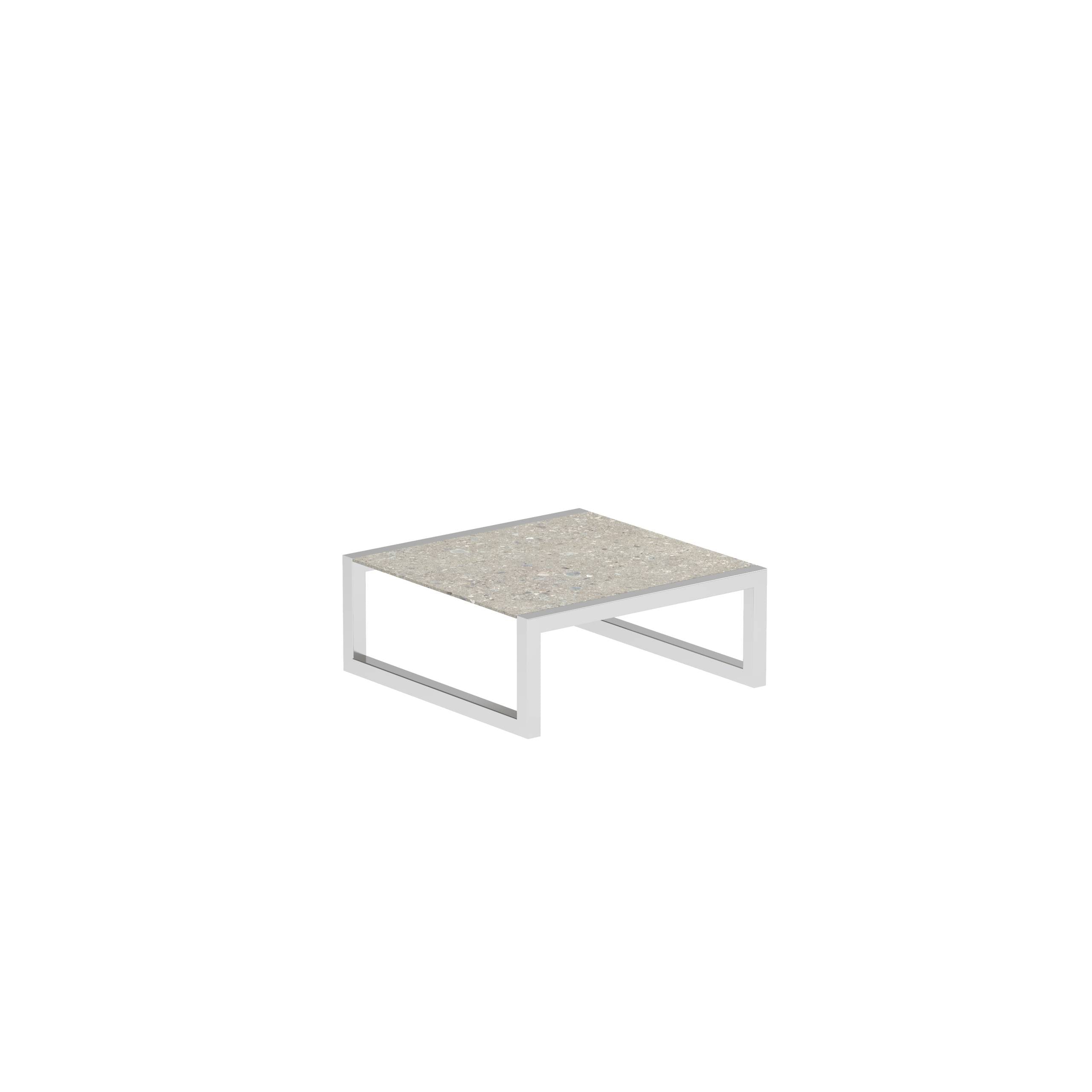 Ninix Low Table 90x90cm With Stainless Steel El.Pol And Ceramic Ceppo Dolomitica