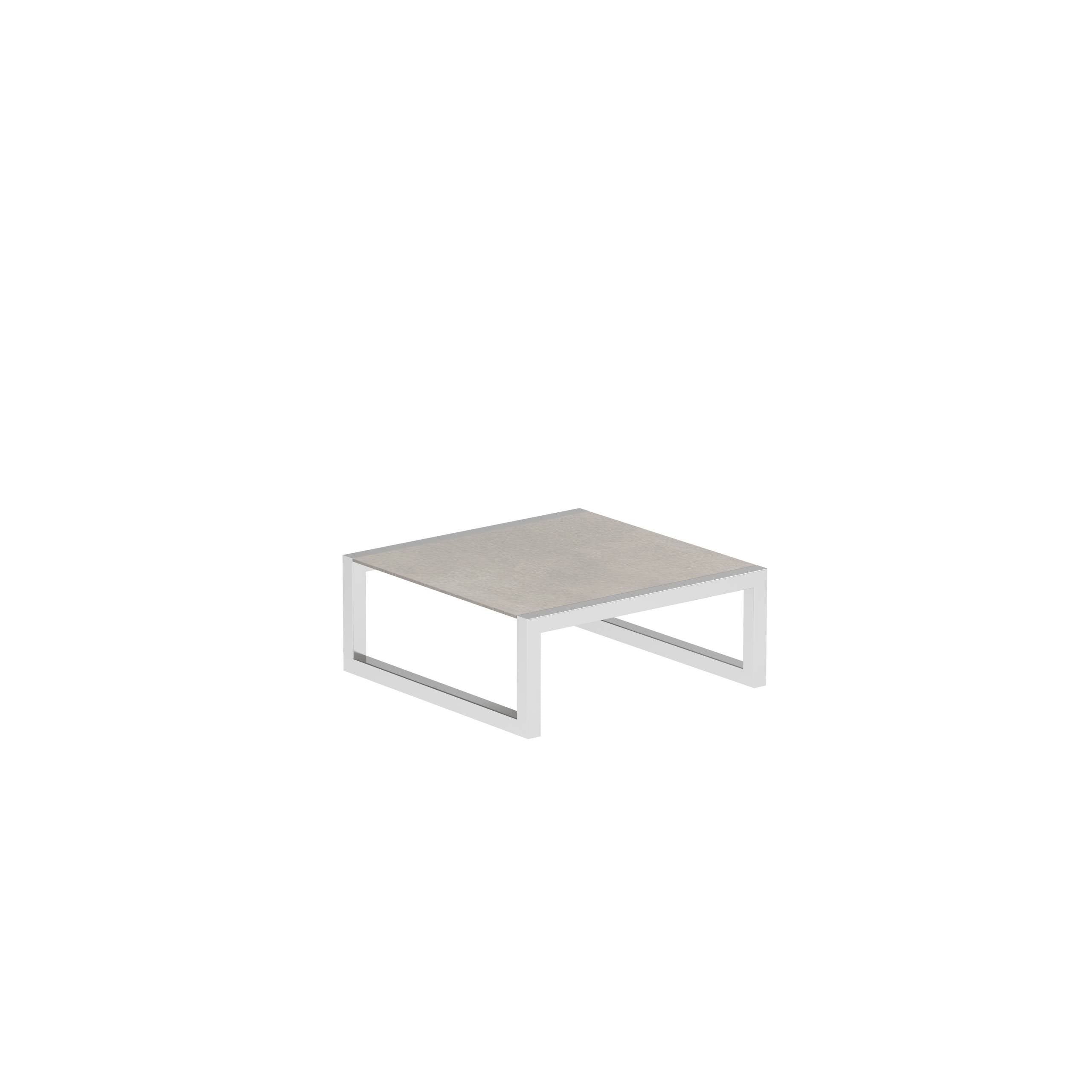 Ninix Low Table 90x90cm With Stainless Steel El.Pol And Ceramic Cemento Luminoso