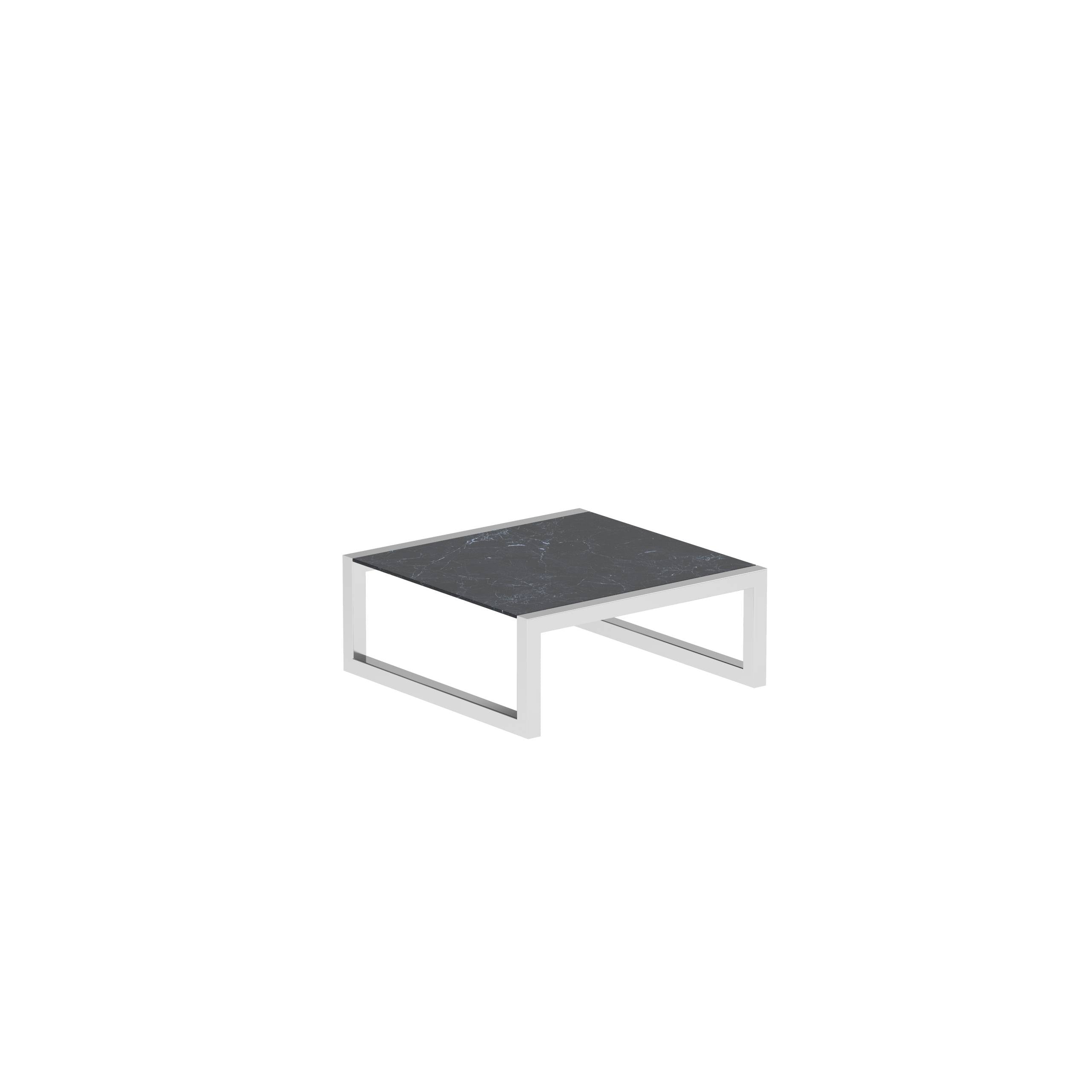 Ninix Low Table 90x90cm With Stainless Steel El.Pol And Ceramic Nero Marquina