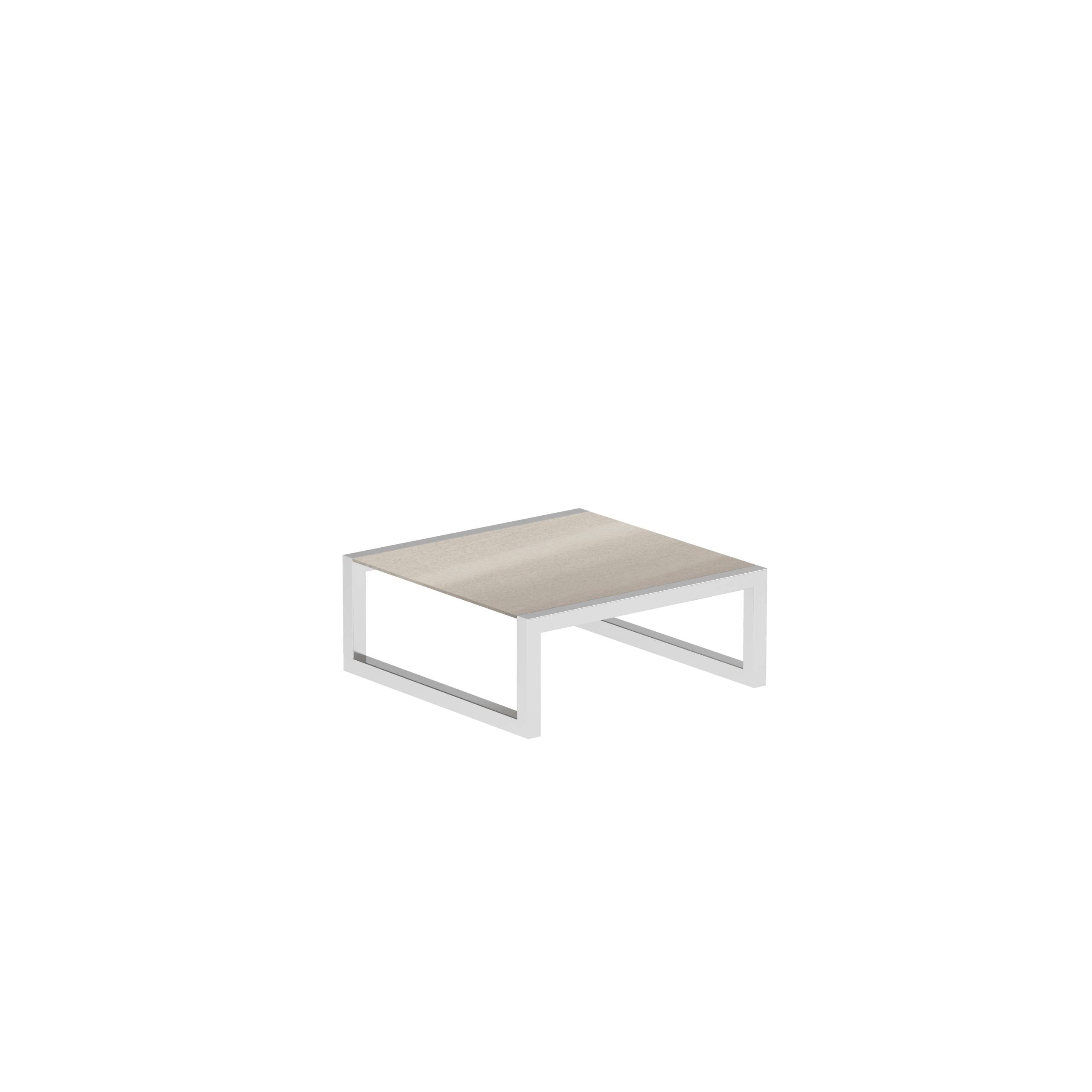 Ninix Low Table 90x90cm With Inox And Ceramic Taupe Grey El.Pol