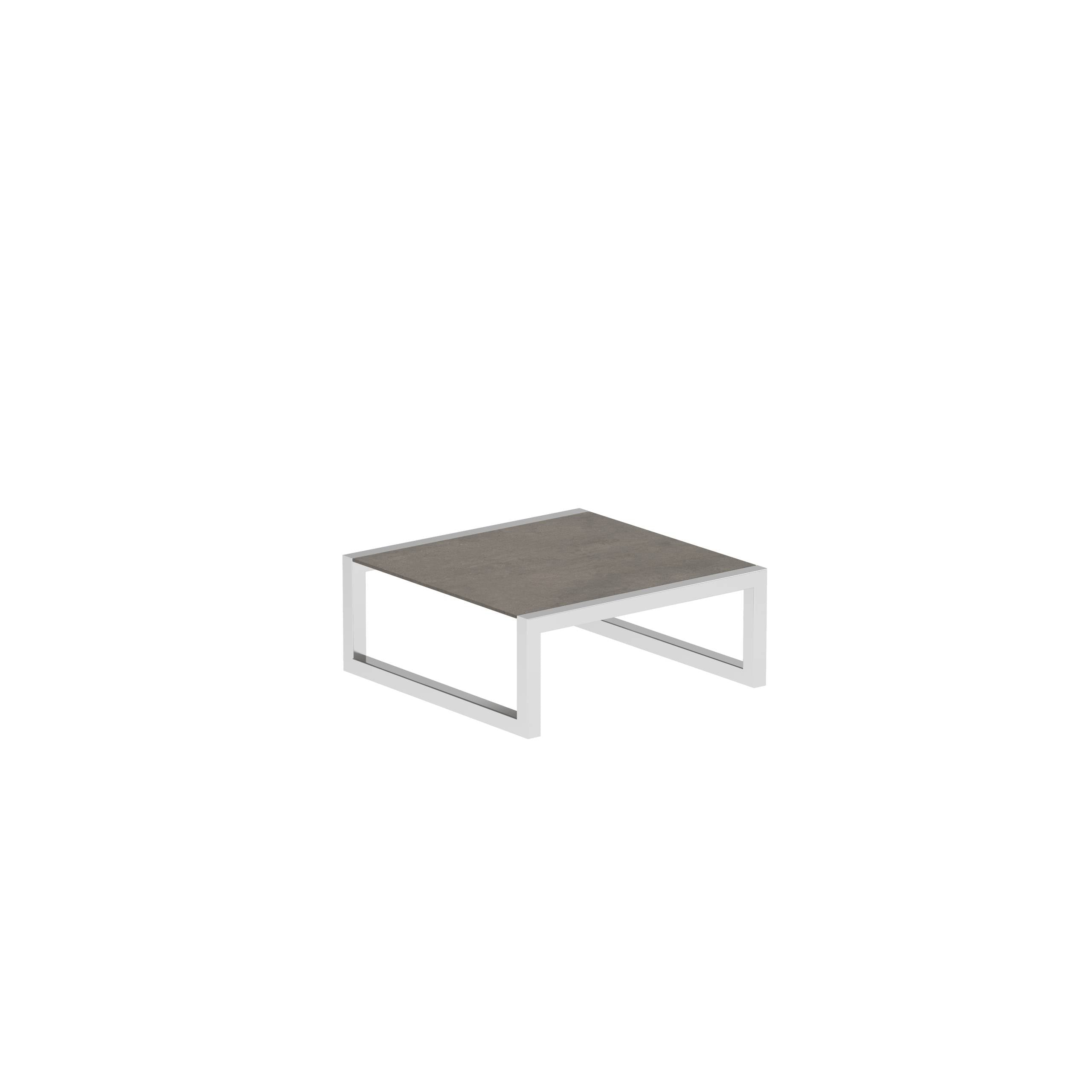 Ninix Low Table 90x90cm With Inox And Ceramic Terra Marrone El.Pol