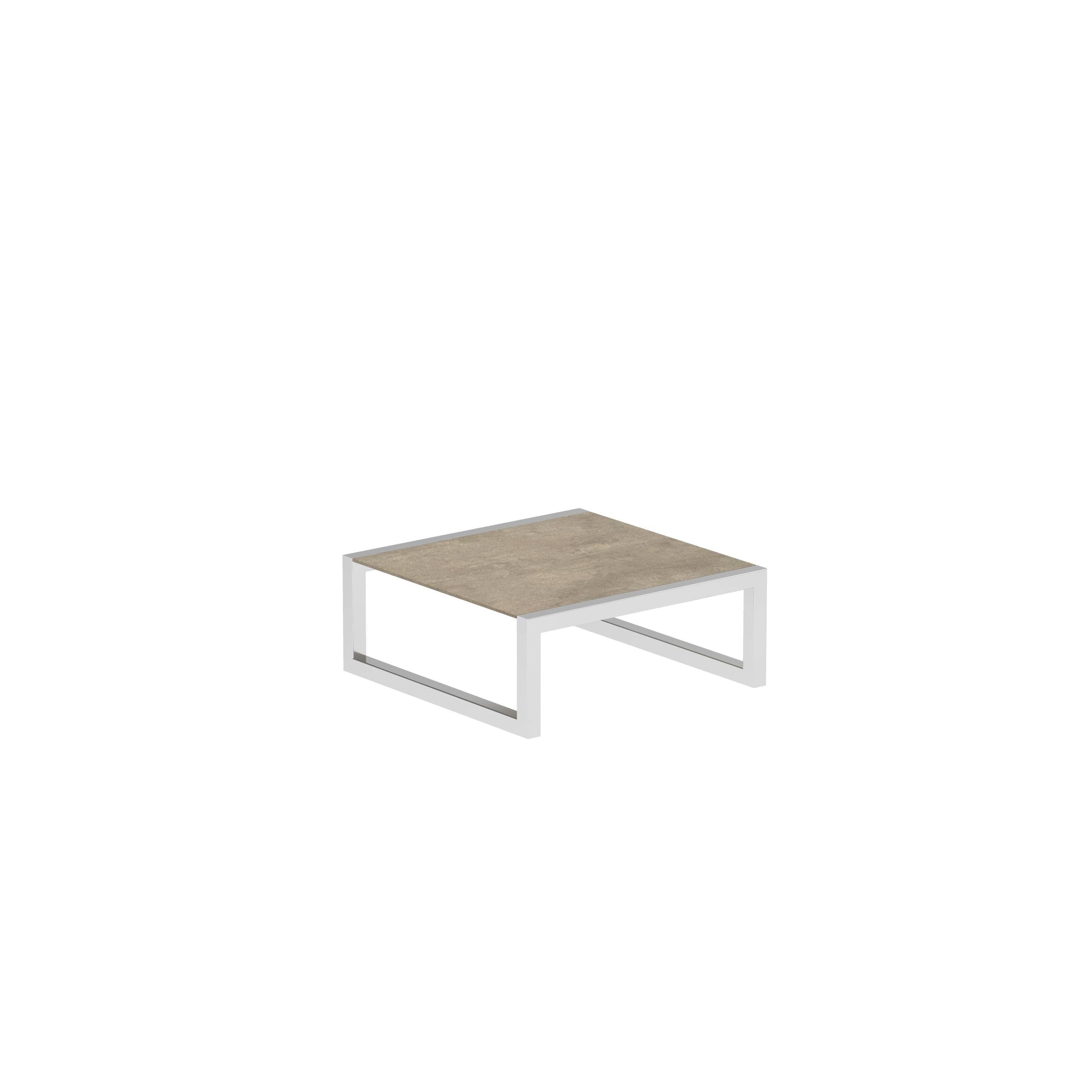 Ninix Low Table 90x90cm With Inox And Ceramic Terra Sabbia El.Pol