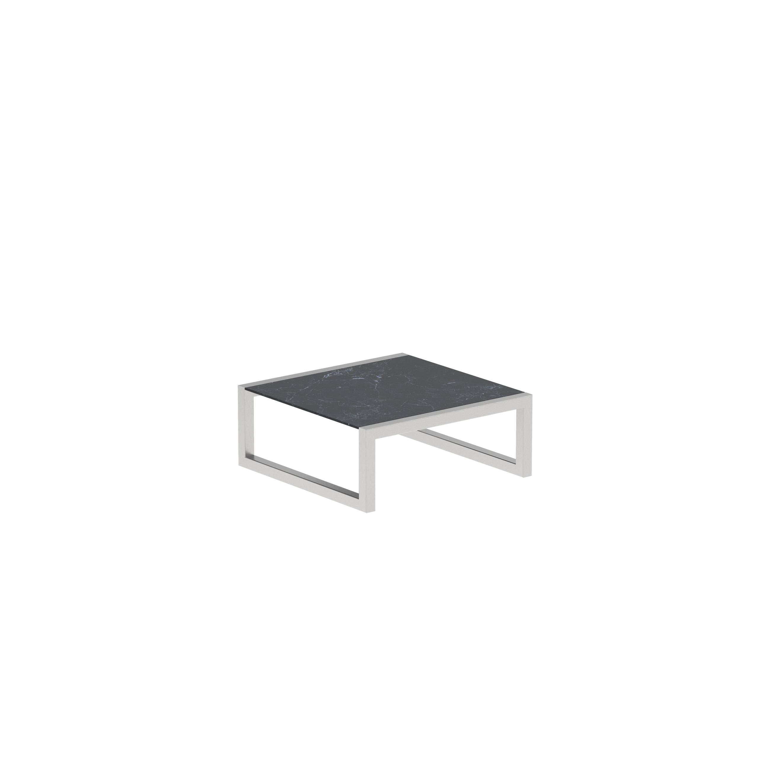 Ninix Low Table 90x90cm With Stainless Steel And Ceramic Nero Marquina