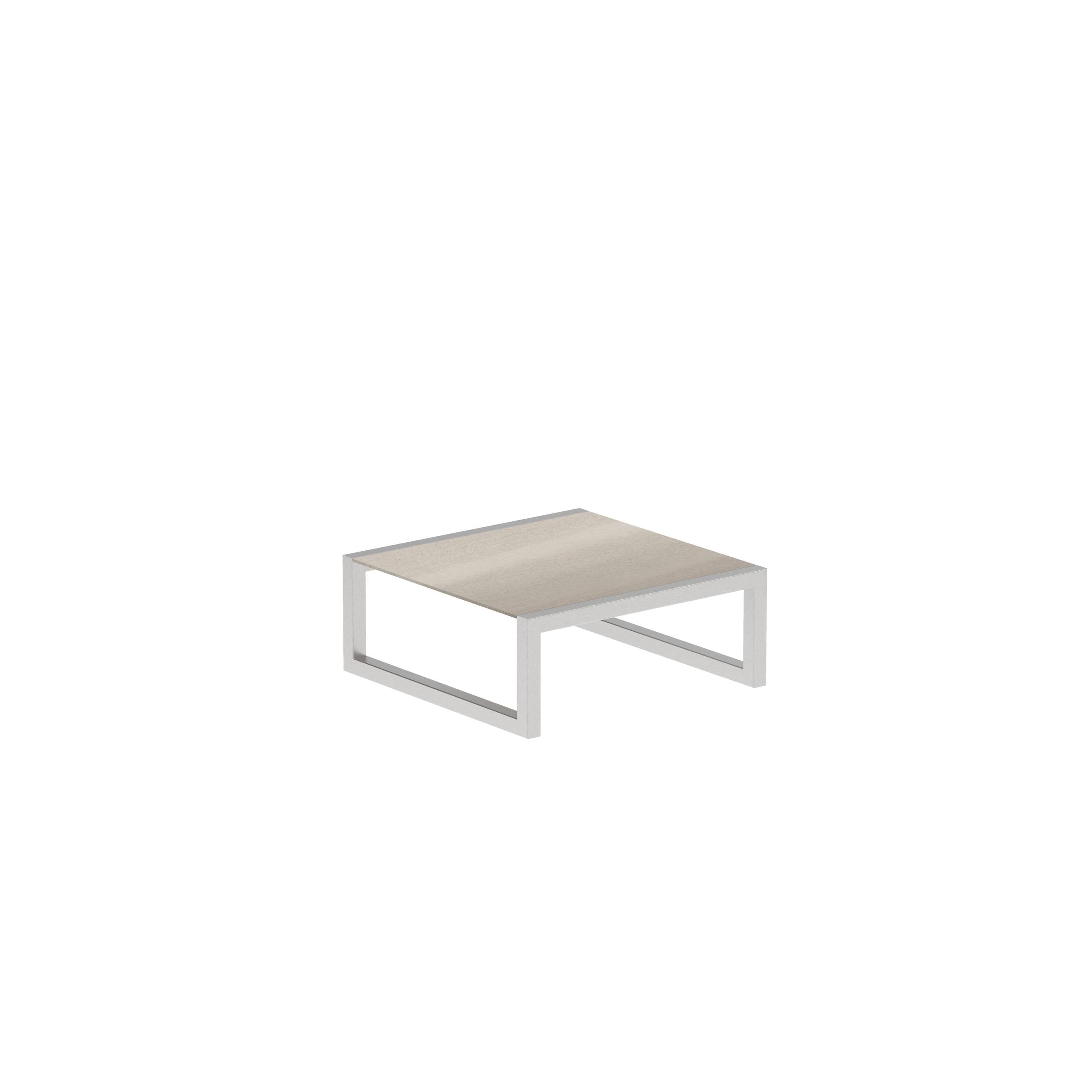 Ninix Low Table 90x90cm With Inox And Ceramic Taupe Grey