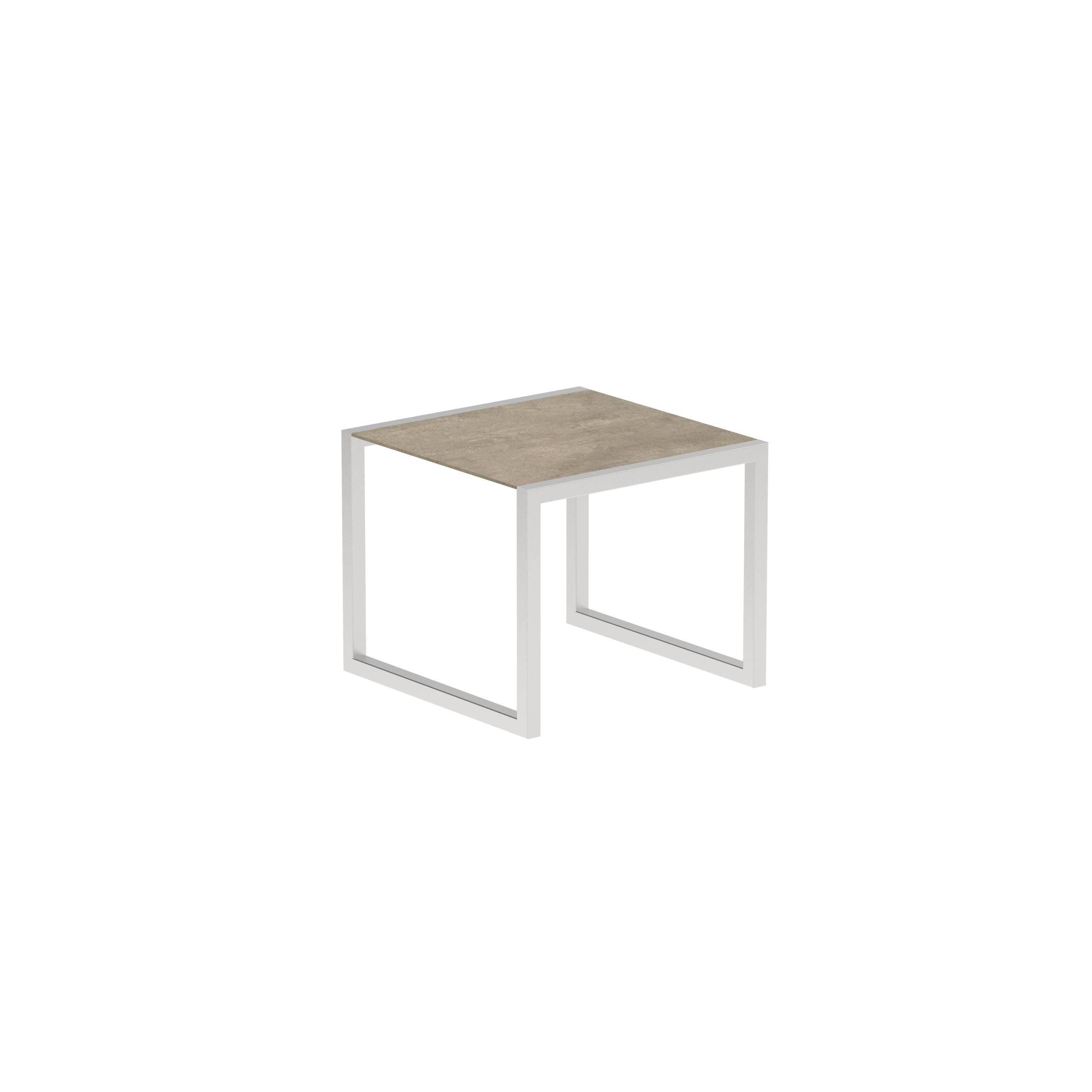 Ninix Low Table 90x90cm With Inox And Ceramic Terra Sabbia