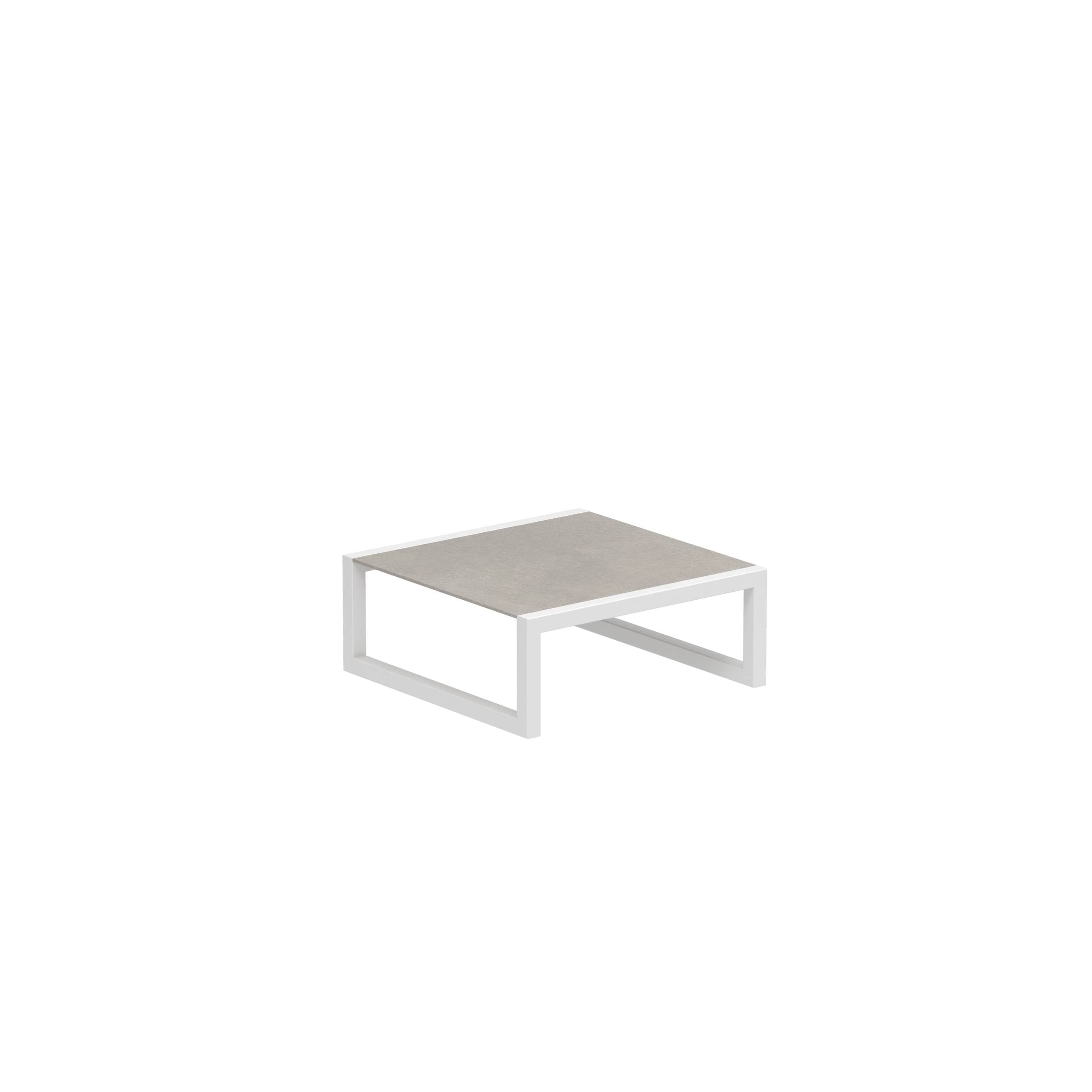 Ninix Low Table 90x90cm Frame White And Ceramic Cemento Luminoso