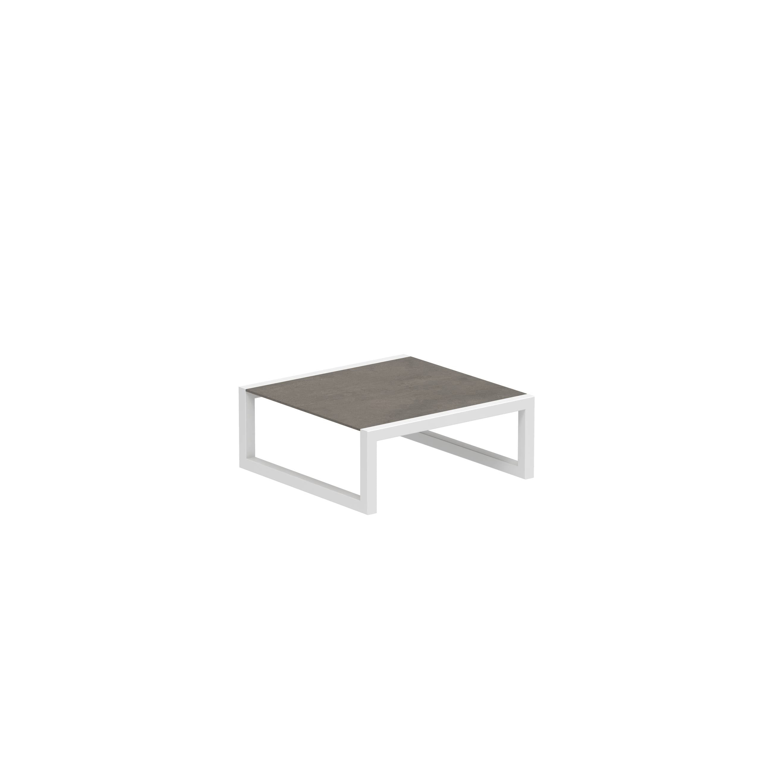 Ninix Low Table 90x90cm Frame White And Ceramic Terra Marrone