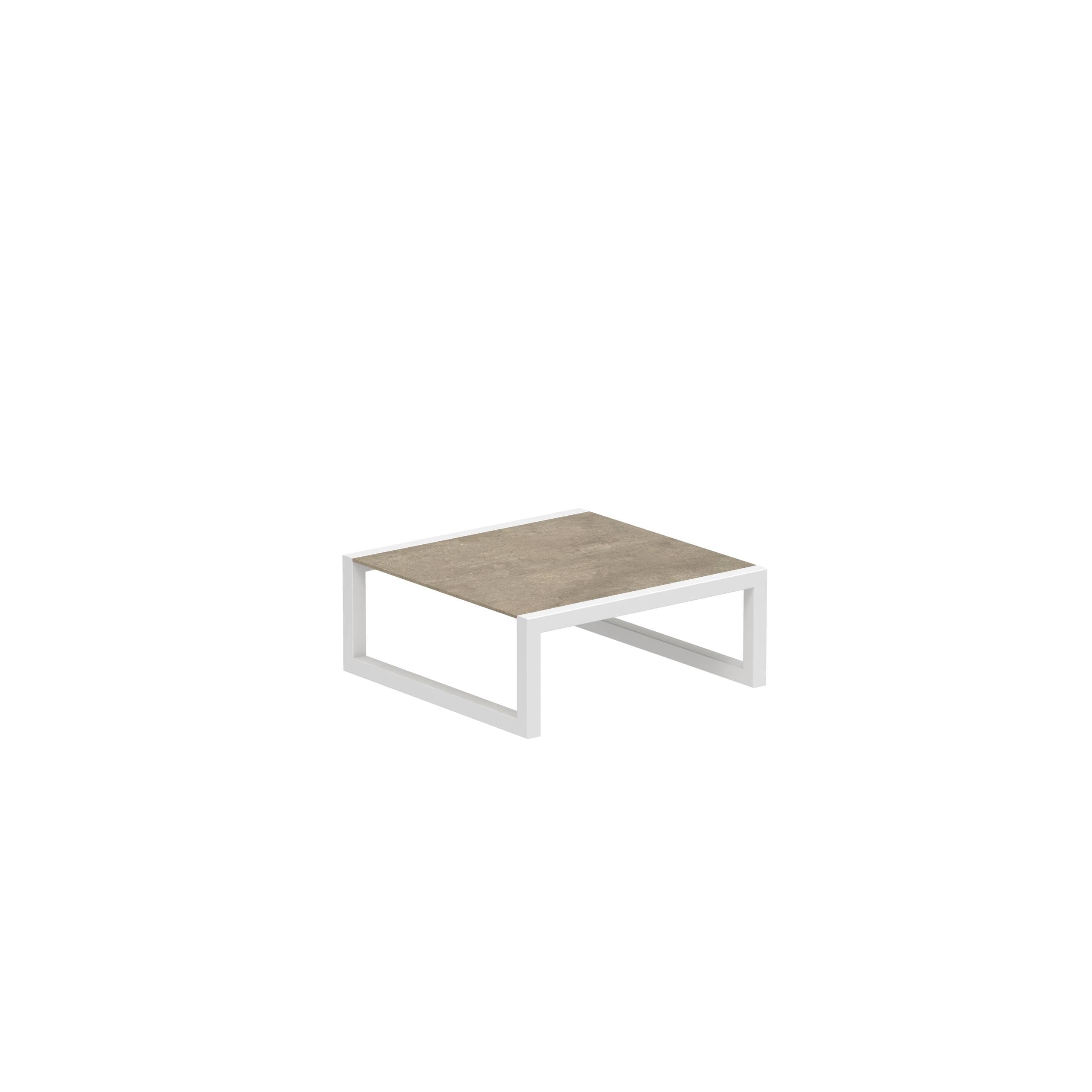 Ninix Low Table 90x90cm Frame White And Ceramic Terra Sabbia