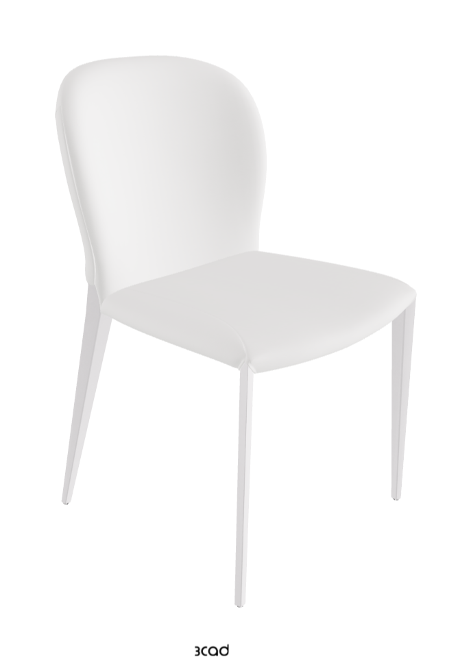 Nancy ML Dining Chair_Pearl Embossed_Synthetic Leather_Bianco