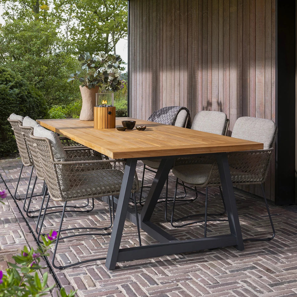 4 Season Outdoor Noah Dining Table With Natural Teak Top And Natural Teak & Anthracite Base 260 X 100 X 74 cm