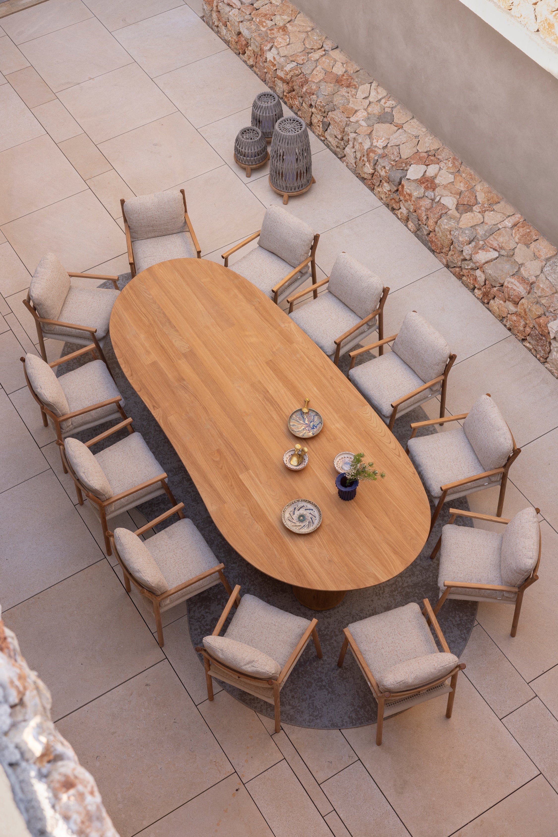 Manutti Ogado Organic  Dining Table with 75 cm Height & Teak Table Top