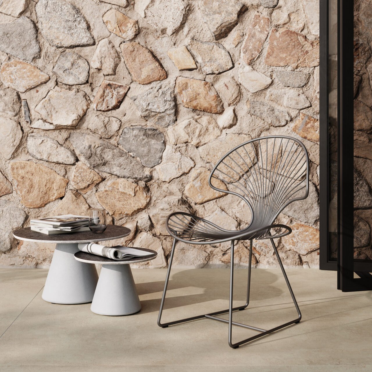 Ozon Bar Chair Ss + Batyline Cappuccino El. Pol.