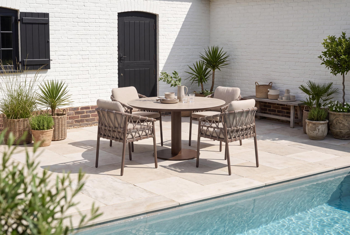4 Seasons Outdoor Piacenza 4 Seat Sarah 120cm Round Ceramic Dining Table