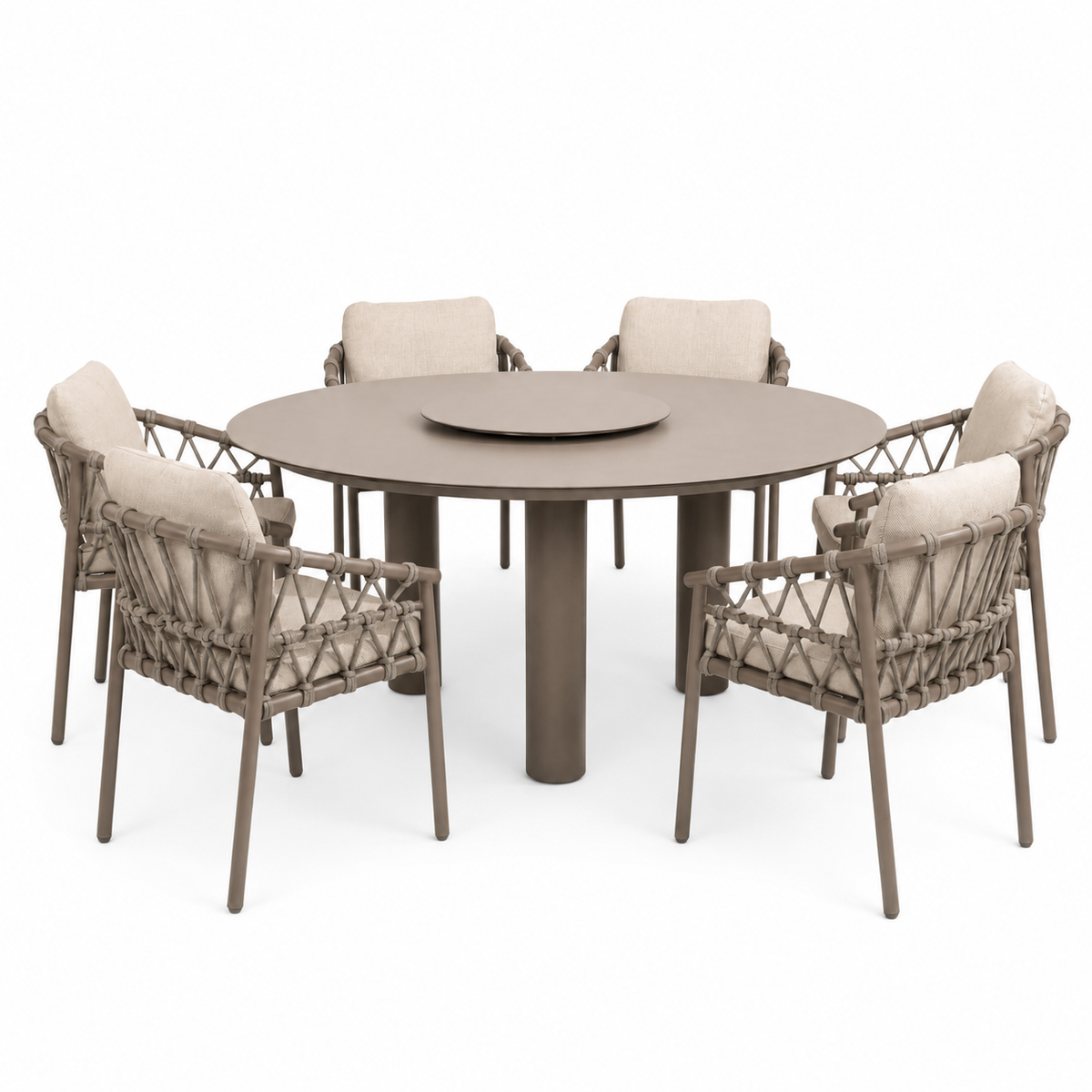 4 Seasons Outdoor Piacenza 6 Seat Donato 160cm Round Ceramic Dining Table & Lazy Susan