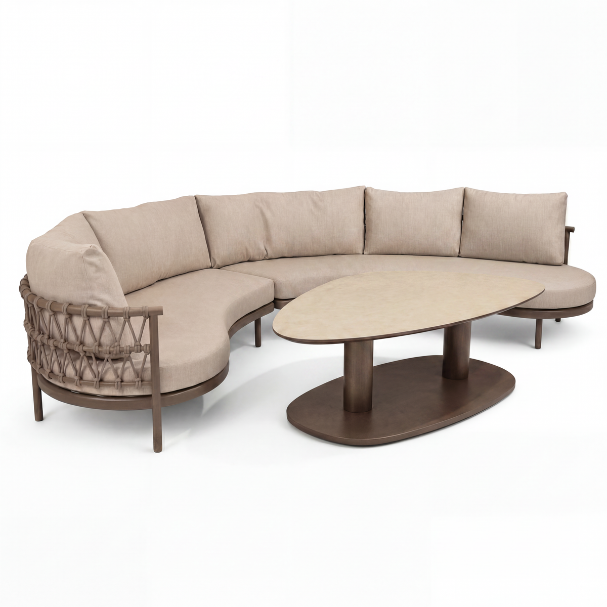 4 Seasons Outdoor Piacenza 6 Seat Corner set Pebble Hat140x90cm Ceramic Table
