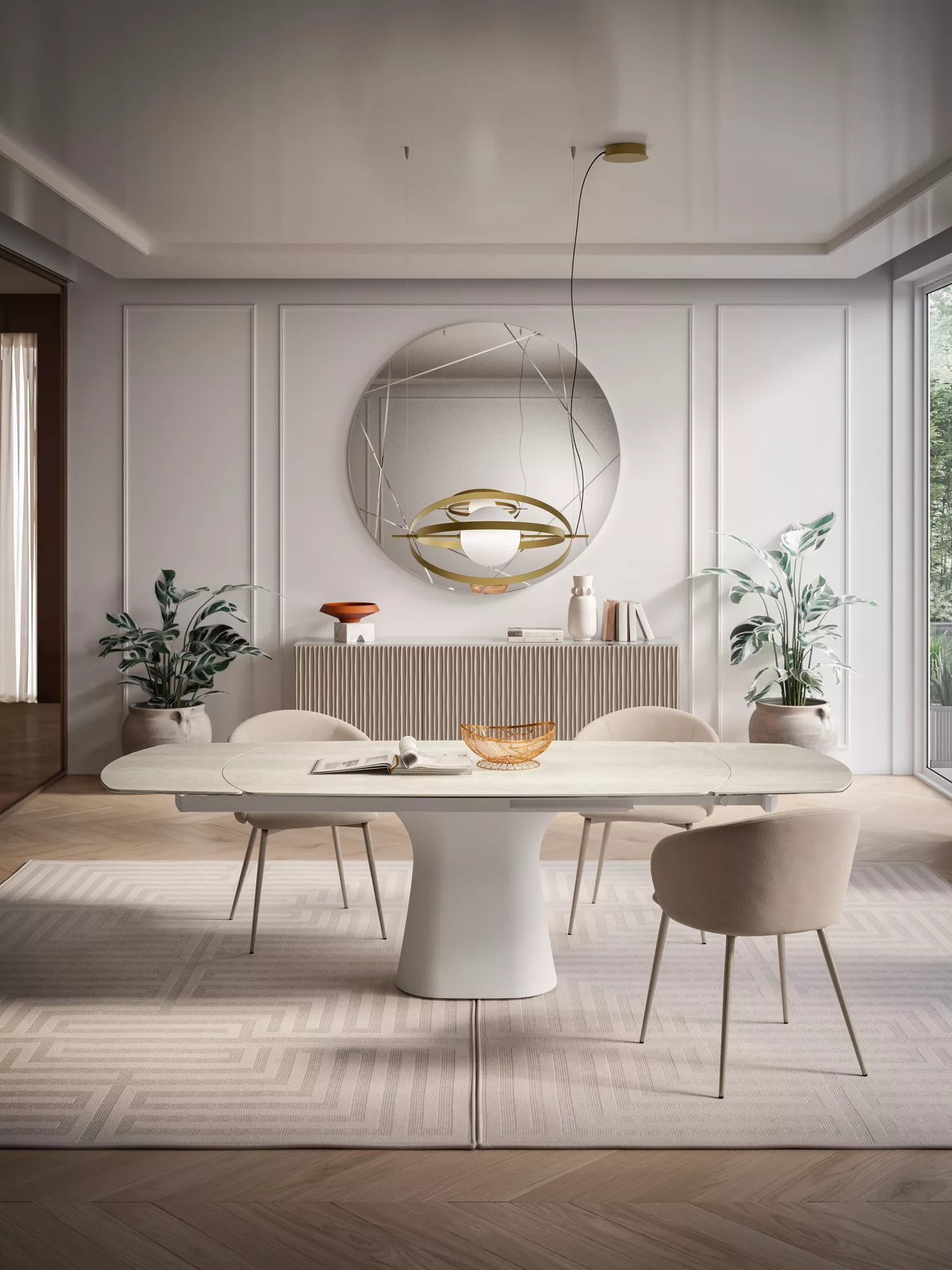 Bontempi casa Podium 53.15 Barrel  Extendable Dining Table