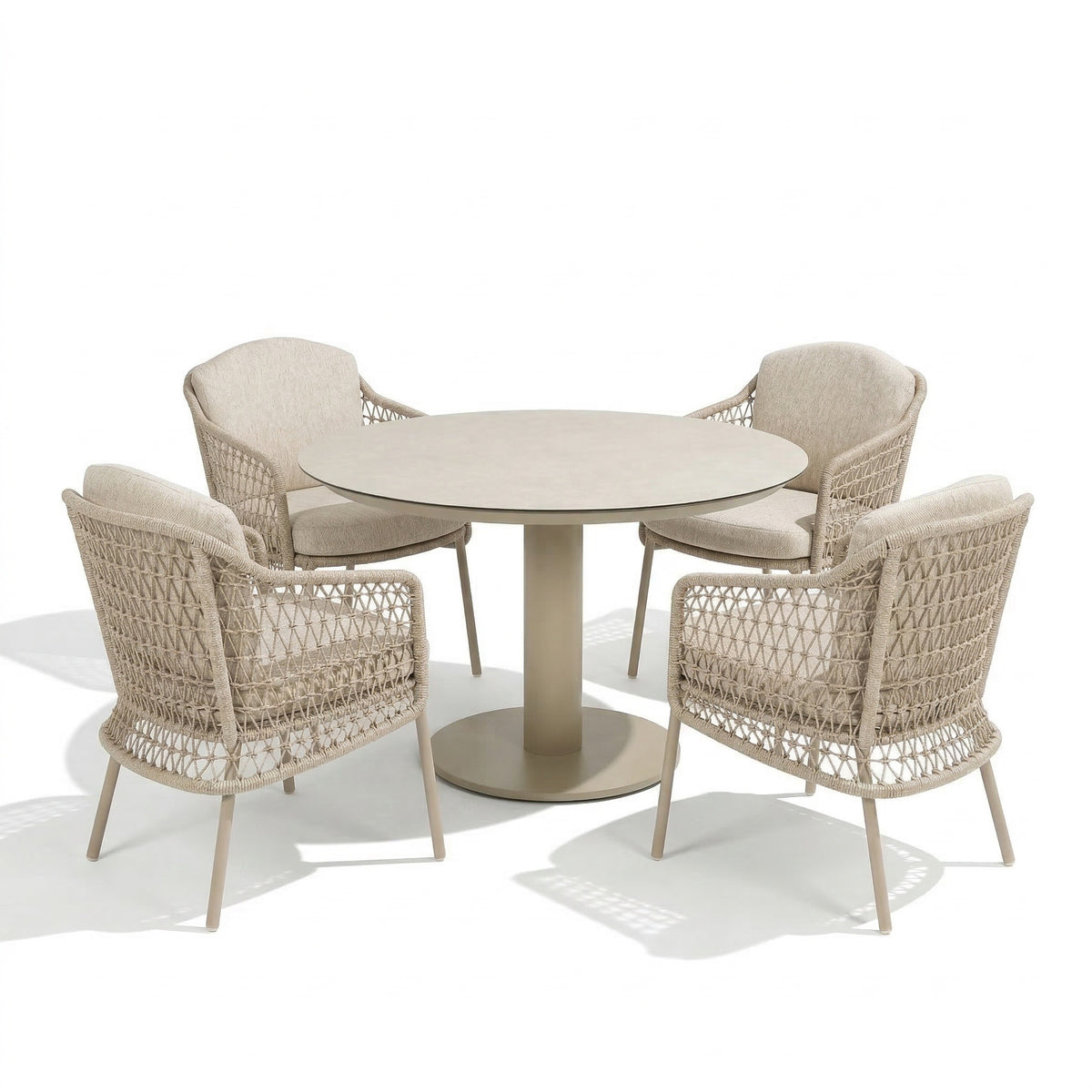 4 Seasons Outdoor Puccini 4 Seat - Sarah 120cm Round Ceramic Dining Table