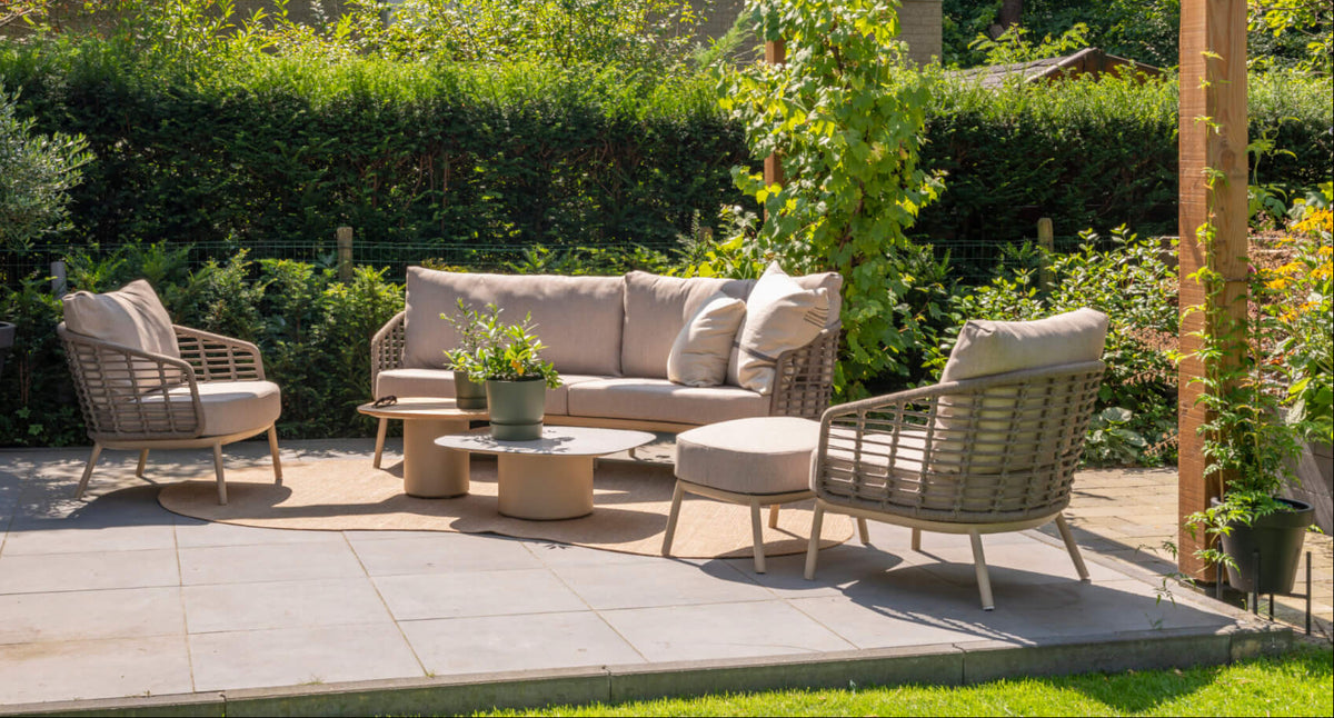 4 Seasons Outdoor Puglia 5 Seat Lounge with Coffee Tables & Footstool