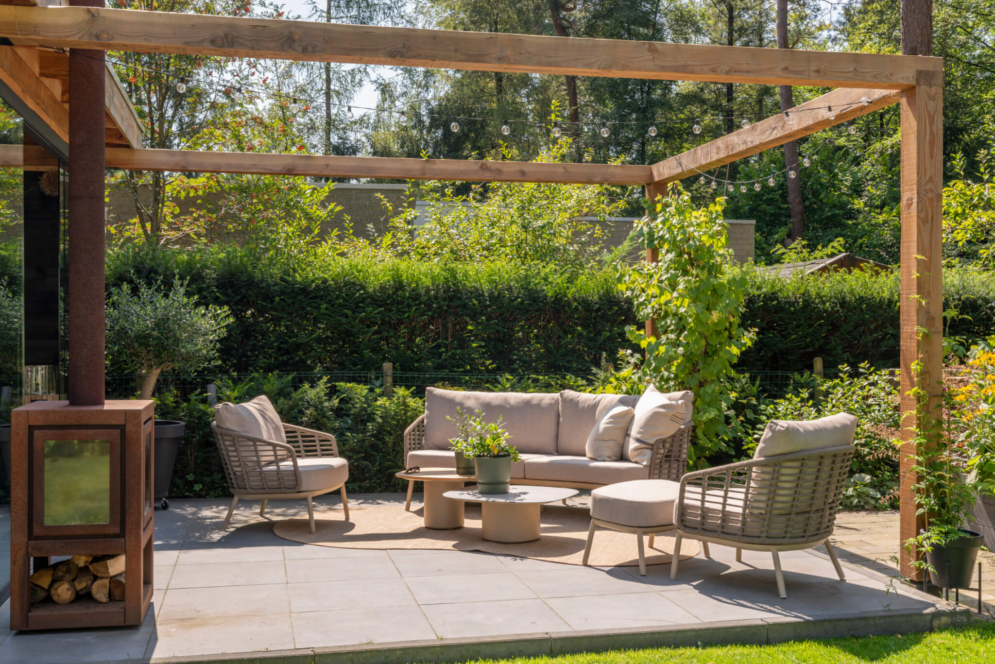 4 Seasons Outdoor Puglia Lounge Set With Demi Coffee Tables and Footstool