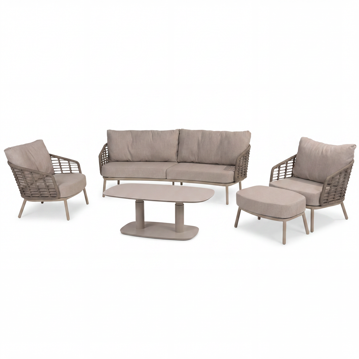 4 Seasons Outdoor Puglia 5 Seat Lounge Paros 140cm Drum Ceramic Table & Footstool