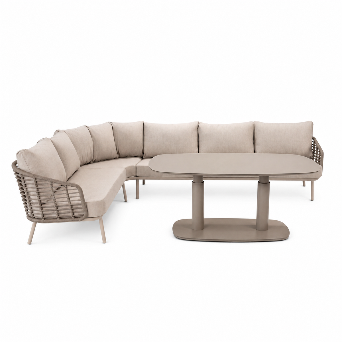 4 Seasons Outdoor Puglia 6 Seat Corner Set Paros HAT 140cm Drum Ceramic Table