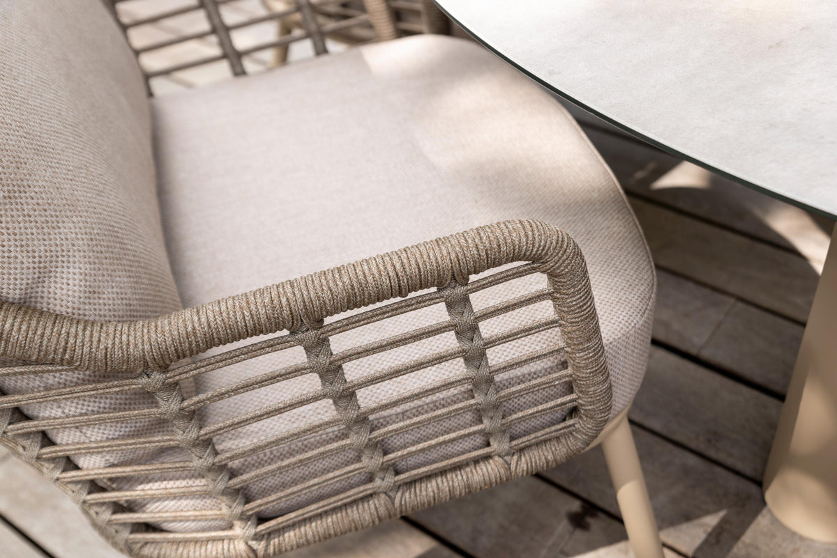 4 Seasons Outdoor Puglia Low Dining Chairs With 160cm Donato Dining Table and Lazy Susan