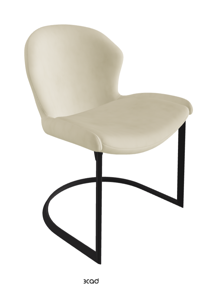 Rachel Cantilever Dining Armchair_Black Embossed_Micro Nubuk_Beige