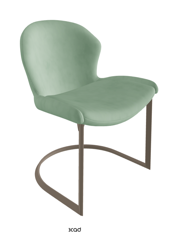 Rachel Cantilever Dining Armchair_Titanium Embossed_Micro Nubuk_Mint