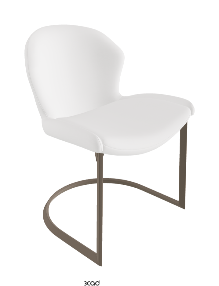Rachel Cantilever Dining Armchair_Titanium Embossed_Synthetic Leather_Bianco