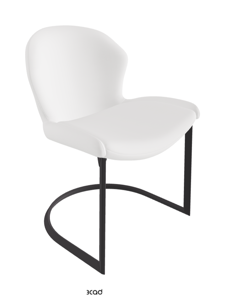 Rachel Cantilever Dining Armchair_Graphite Embossed_Synthetic Leather_Bianco
