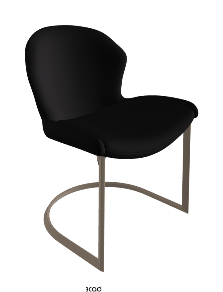 Rachel Cantilever Dining Armchair_Titanium Embossed_Synthetic Leather_Nero