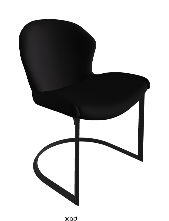 Rachel Cantilever Dining Armchair_Black Embossed_Synthetic Leather_Nero