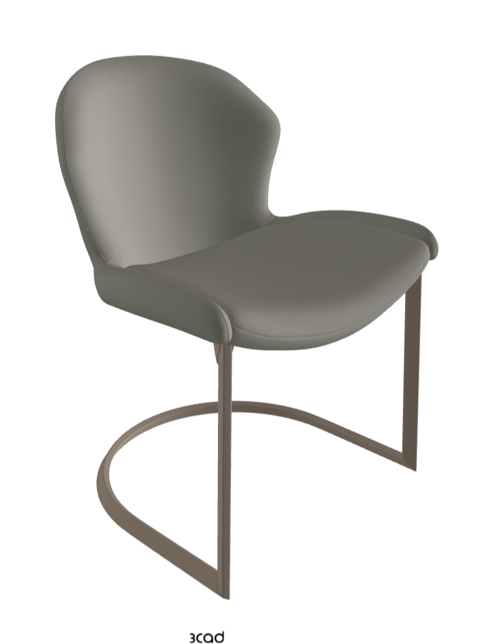 Rachel Cantilever Dining Armchair_Titanium Embossed_Synthetic Leather_Cemento