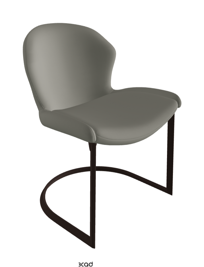 Rachel Cantilever Dining Armchair_Bronze Embossed_Synthetic Leather_Cemento