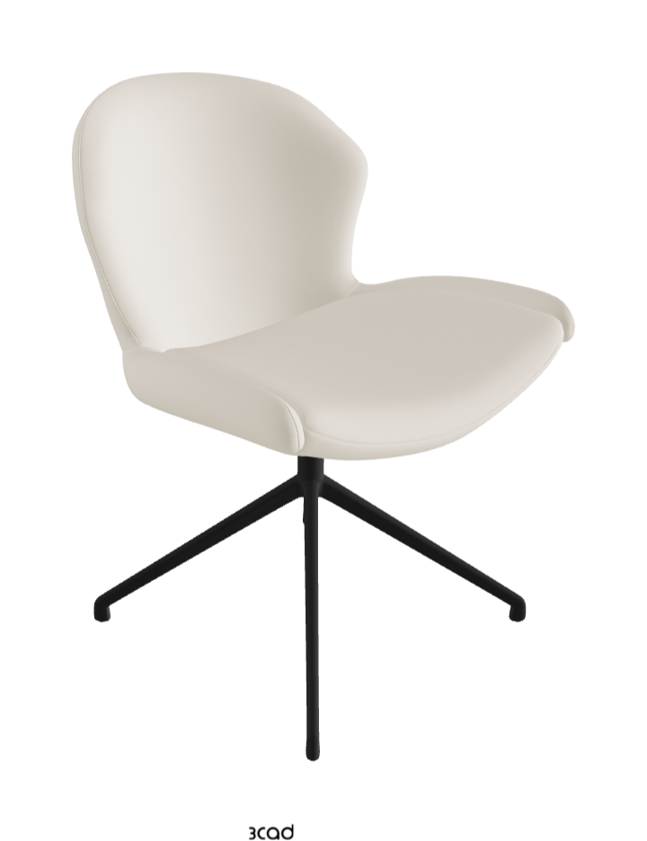 Rachel Turn Swivel Dining Armchair_Black Embossed_Glove Soft Leather_Ecru
