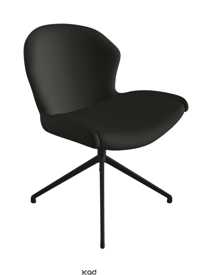 Rachel Turn Swivel Dining Armchair_Black Embossed_Soft Leather_Smoke