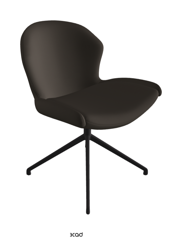 Rachel Turn Swivel Dining Armchair_Black Embossed_Synthetic Leather_Fossil