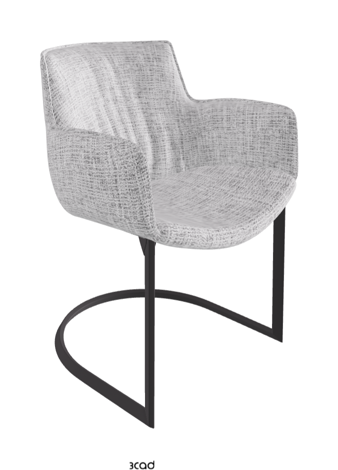 Rhonda Cantilever Dining Armchair_Graphite Embossed_Fabric_B811