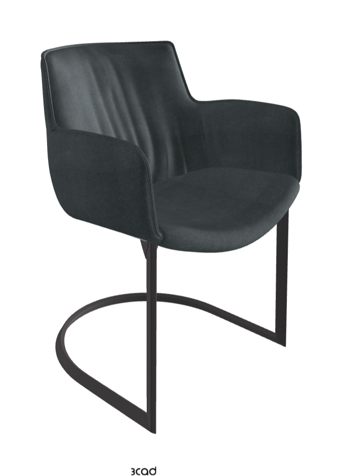 Rhonda Cantilever Dining Armchair_Graphite Embossed_Fabric_B927