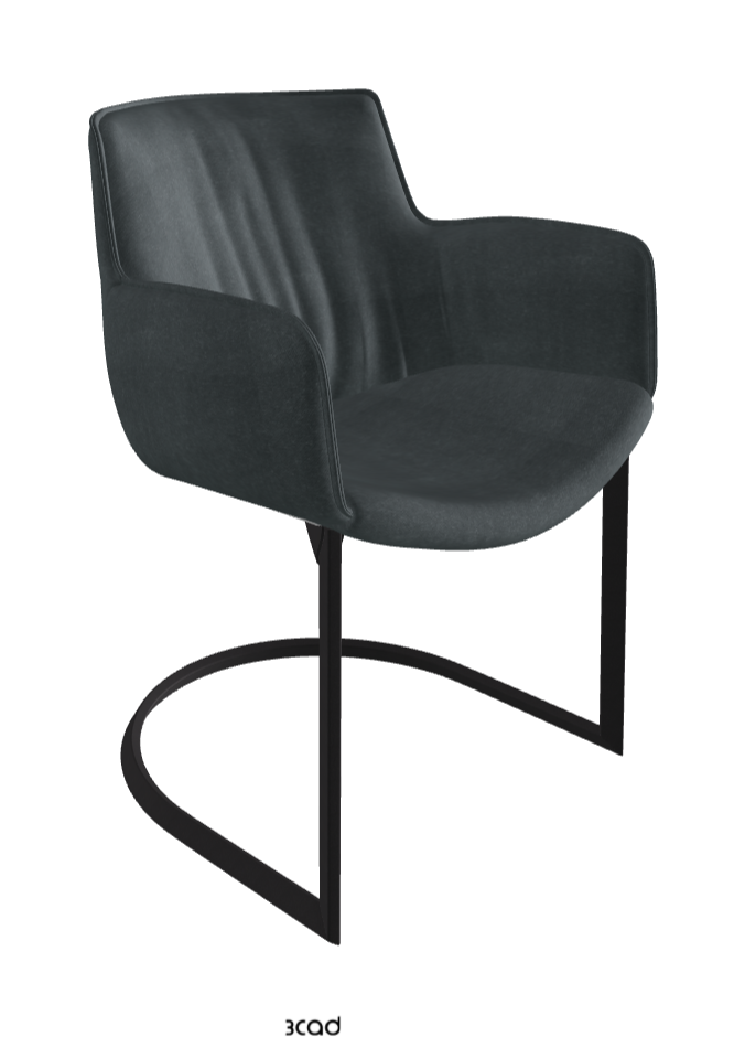 Rhonda Cantilever Dining Armchair_Black Embossed_Fabric_B927