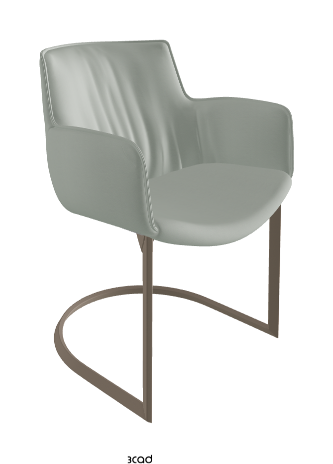 Rhonda Cantilever Dining Armchair_Titanium Embossed_Soft Leather_Ice