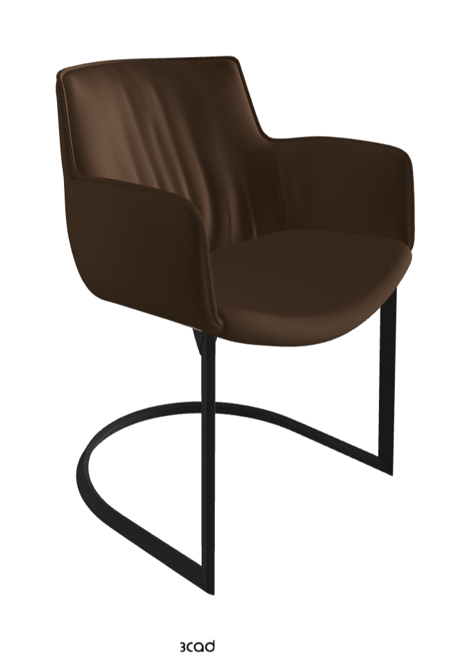Rhonda Cantilever Dining Armchair_Black Embossed_Soft Leather_Biscotto