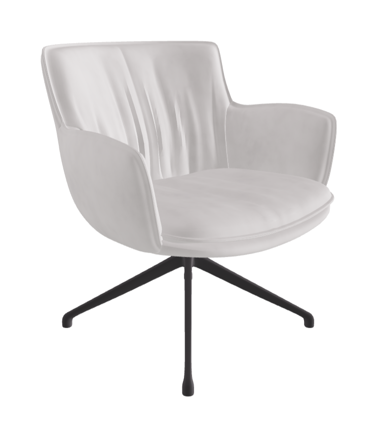 Rhonda Lounge Armchair High_Graphite Embossed_Micro Nubuk_White