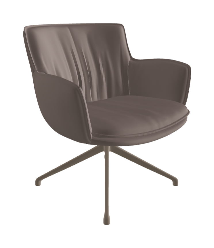 Rhonda Lounge Armchair High_Titanium Embossed_Soft Leather_Castoro