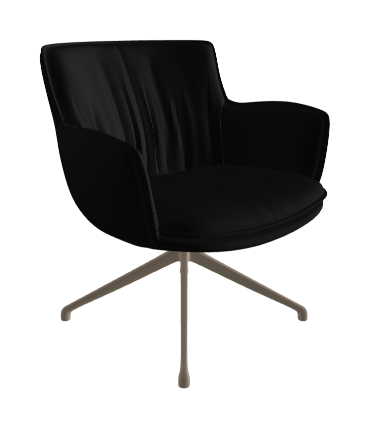 Rhonda Lounge Armchair High_Titanium Embossed_Soft Leather_Nero