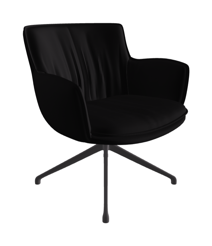 Rhonda Lounge Armchair High_Graphite Embossed_Soft Leather_Nero