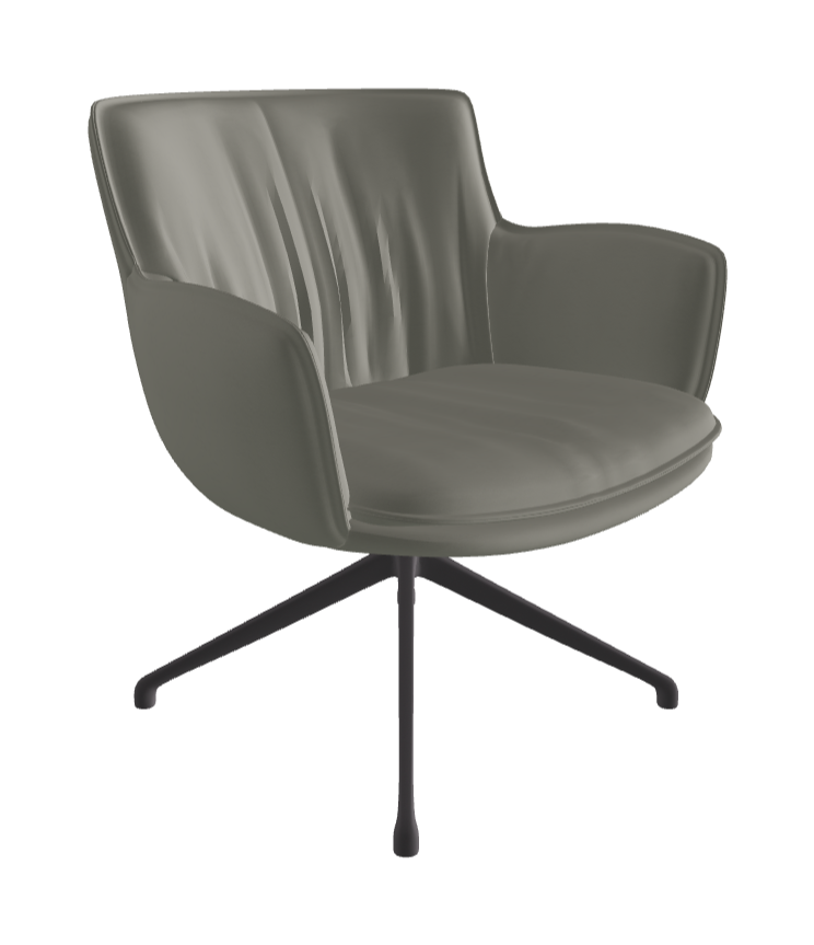 Rhonda Lounge Armchair High_Graphite Embossed_Synthetic Leather_Cemento